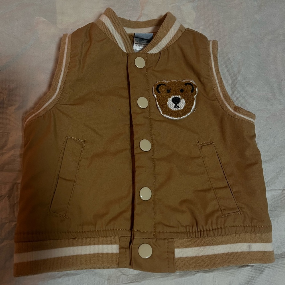 Brown Bear Embroidered Kids Vest